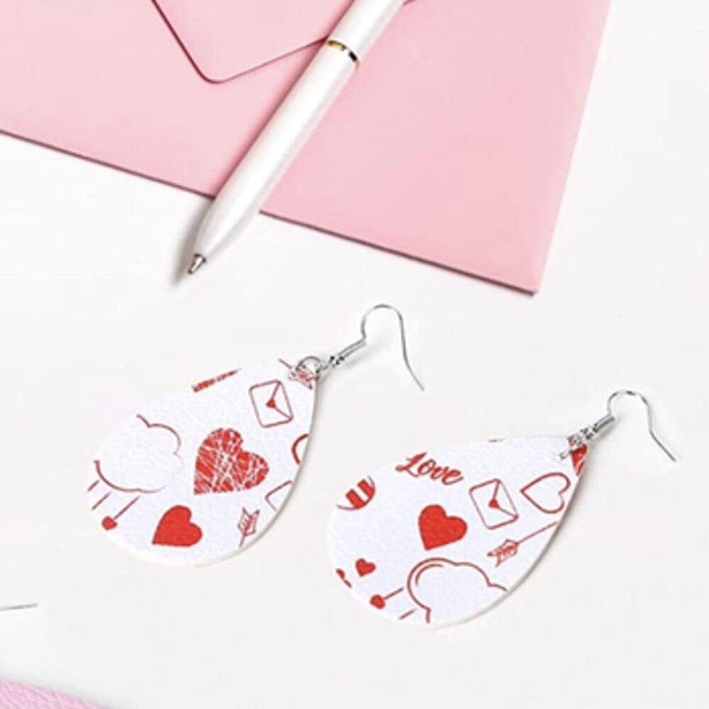 Valentines Faux Leather Hearts and Arrows Earrings